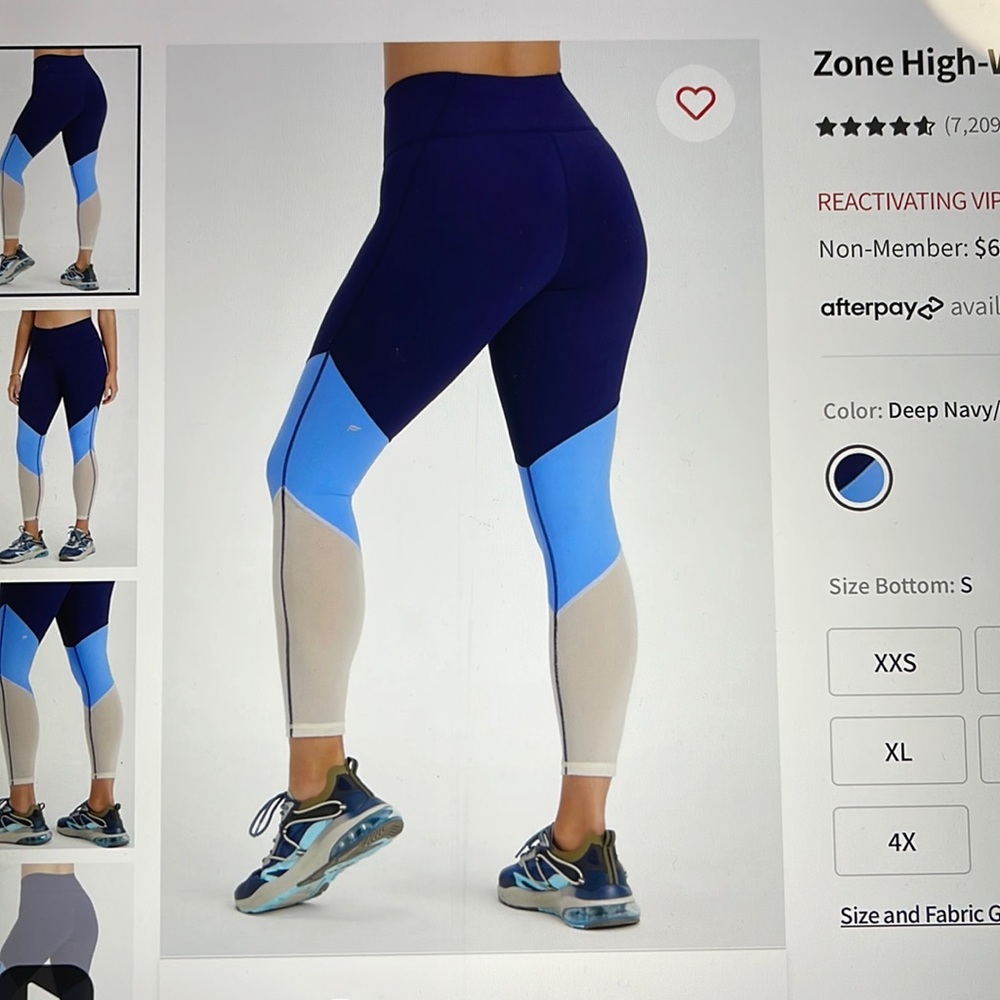 NWT- Fabletics Zone High Waisted 7/8 Legging -DEEP NAVY/MULTI (24”)- Brand New! - Picture 9 of 10